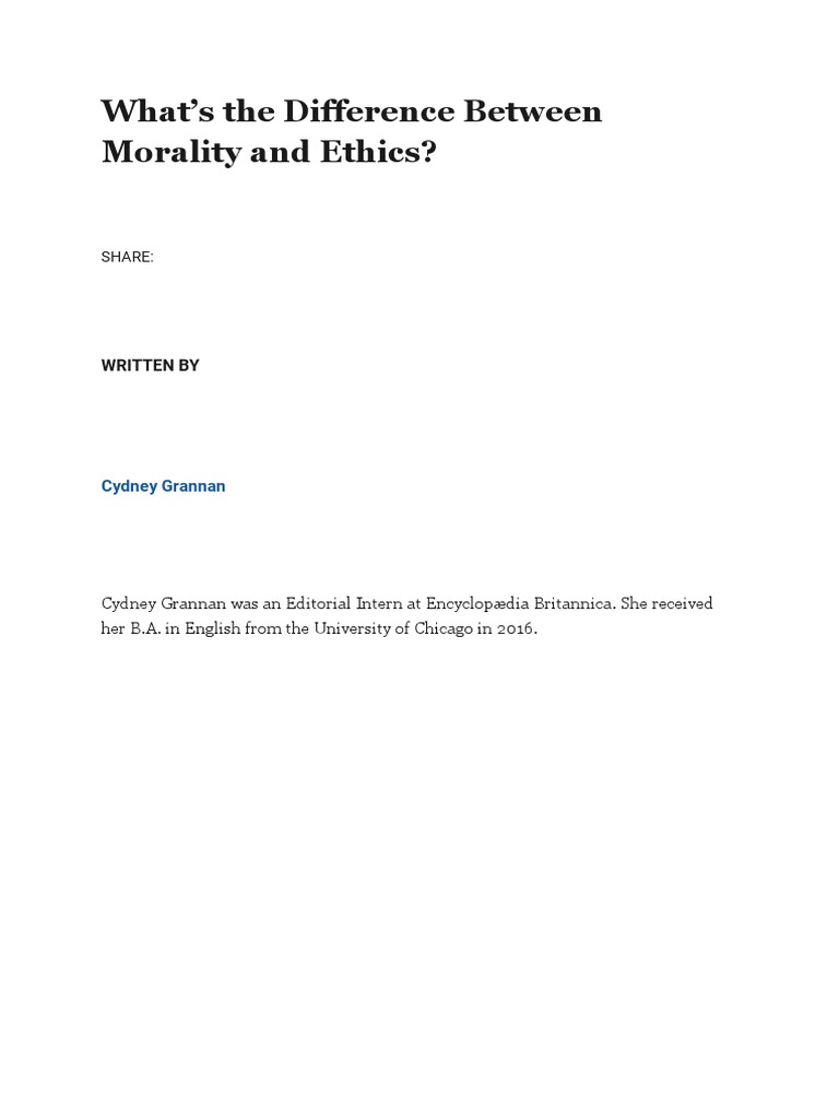 What's The Difference Between Morality and Ethics Download Free PDF