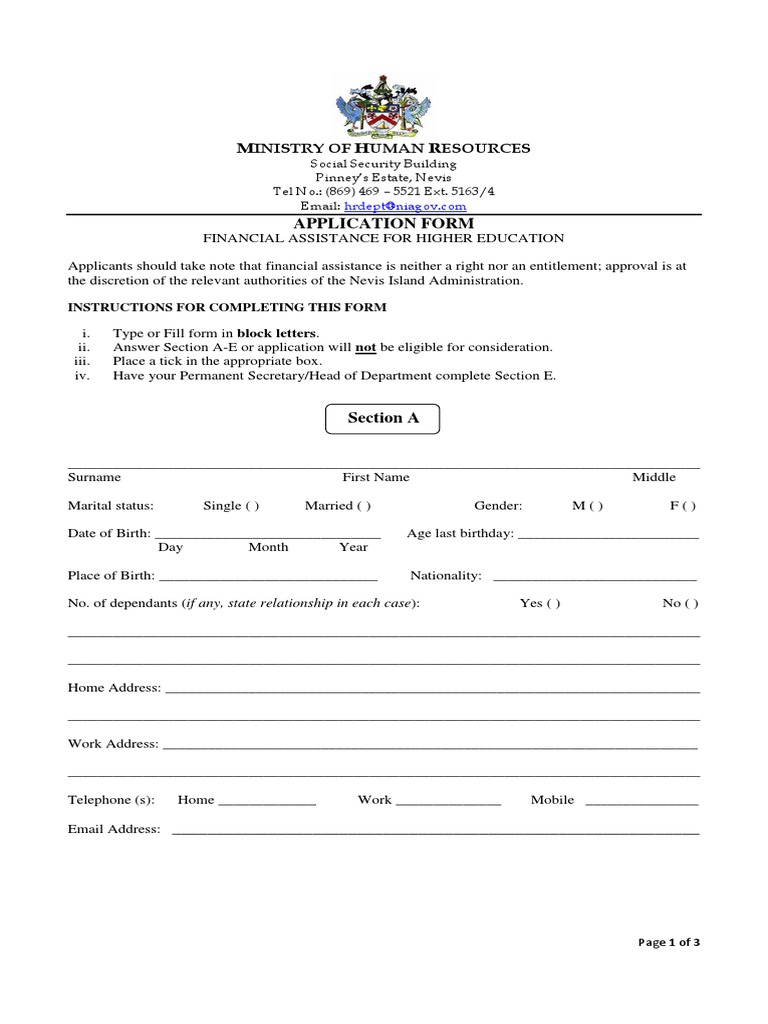 Financial Assistance Application Form PDF Justice Crime & Violence