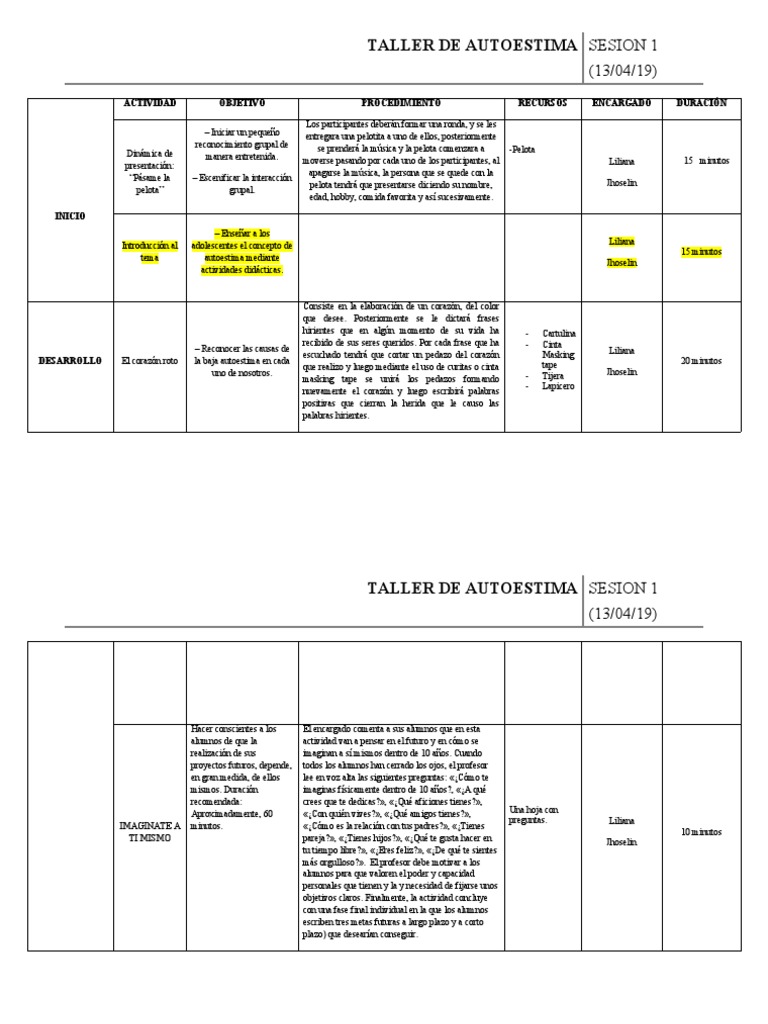 Taller de Autoestima para Adolescentes | PDF | Autoestima