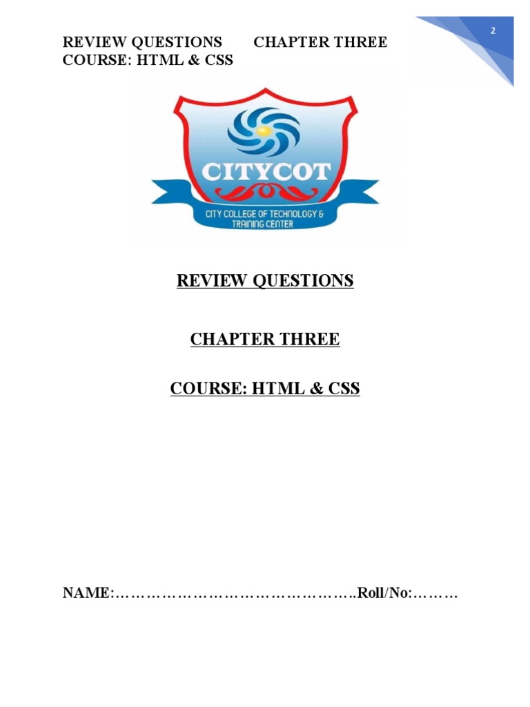 Review Questions HTML and Css | PDF | Hypertext | Computer Programming