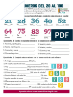 Numbers 20 To 100 Spanish Worksheet PDF With Answers