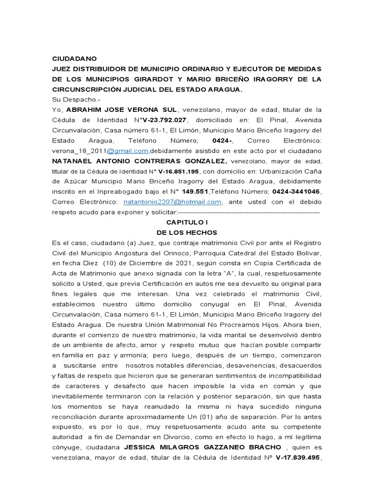 Divorcio Por Desafecto 21 | PDF | Divorcio | Gobierno
