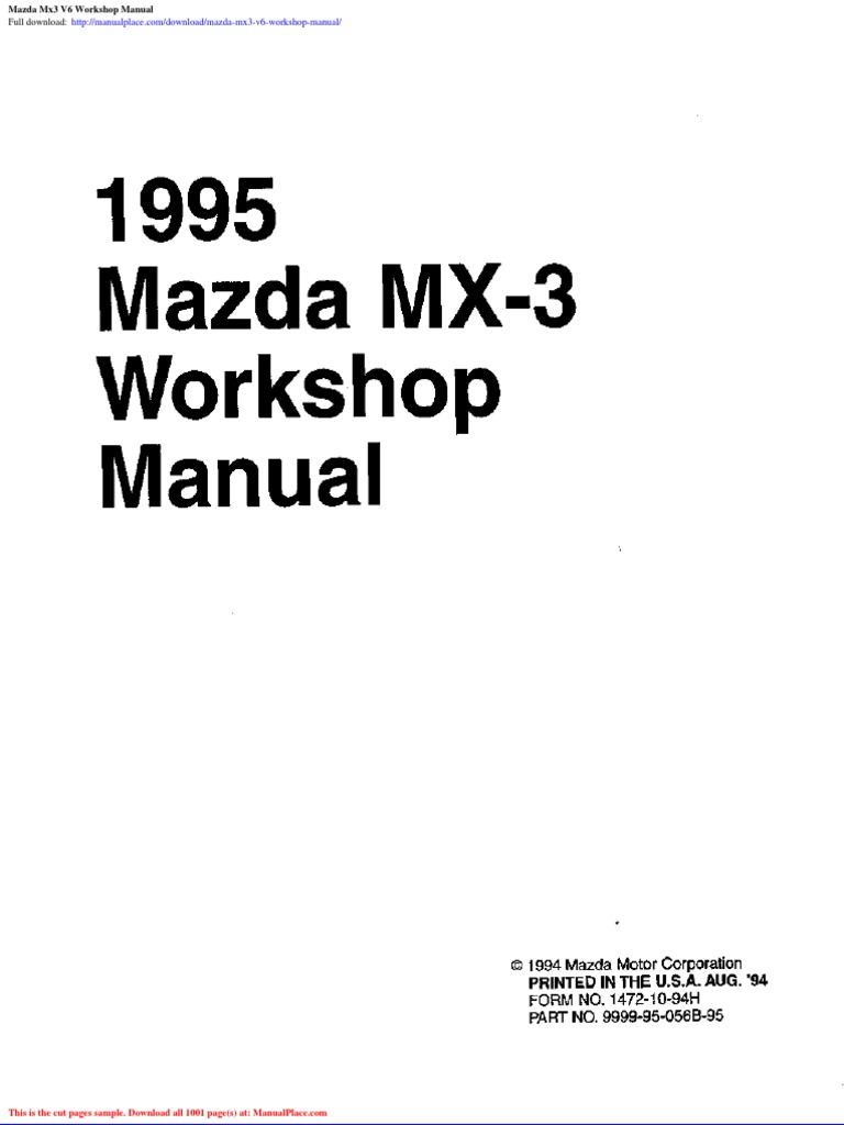 Mazda Mx3 v6 Workshop Manual | PDF
