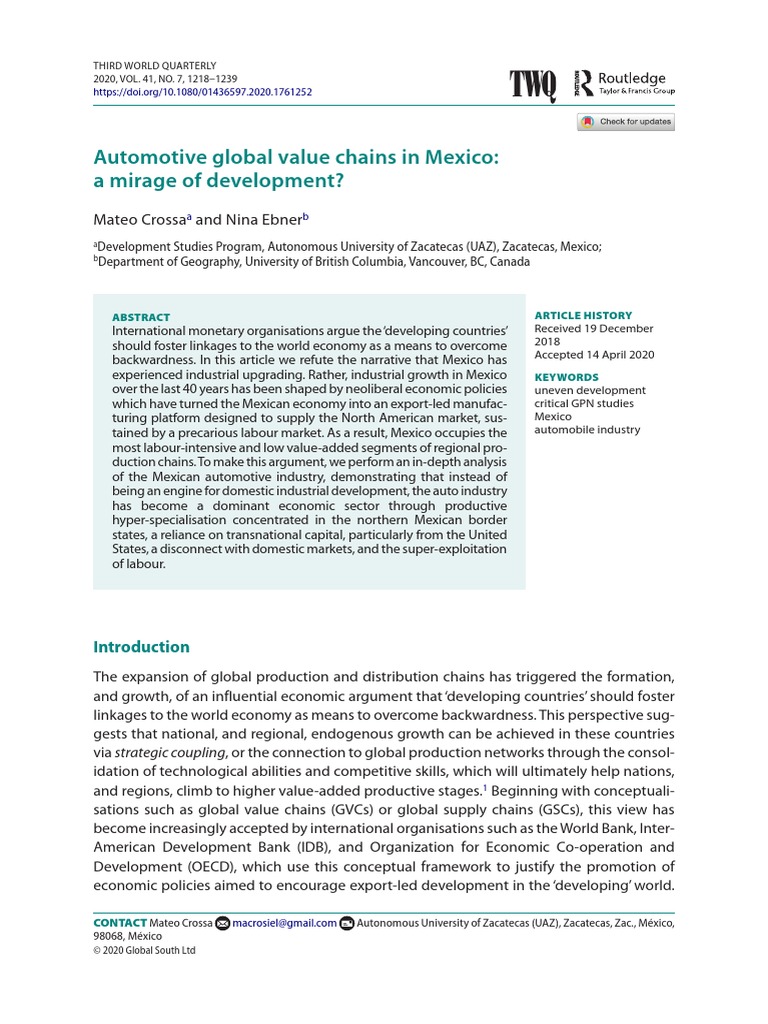 Automotive Global Value Chains in Mexico | PDF | Mexico | Economic Growth