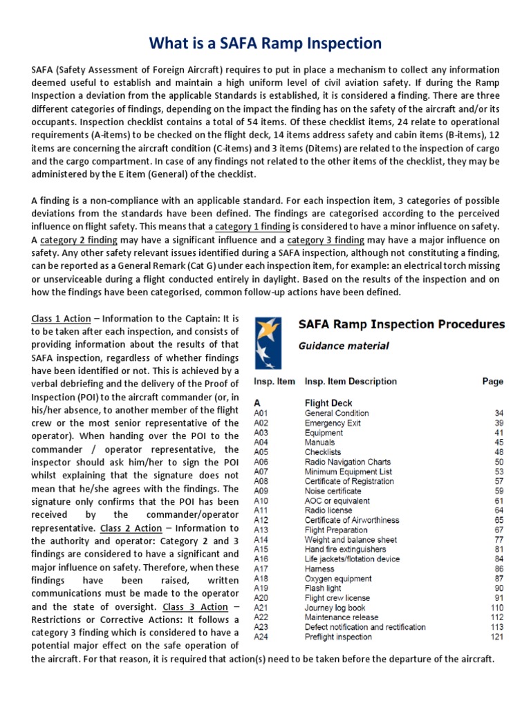 SAFA Ramp Inspection Overview and Findings | PDF | Safety | Aviation Safety