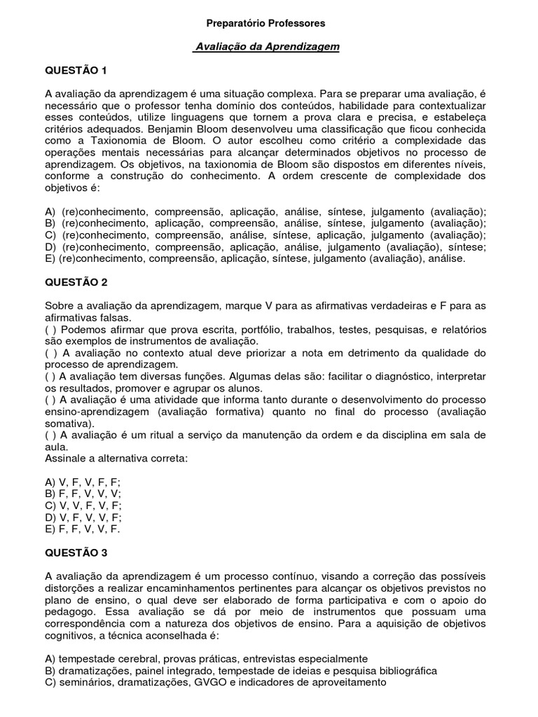 Avaliação da Aprendizagem: Questões e Práticas | PDF | Pedagogia ...