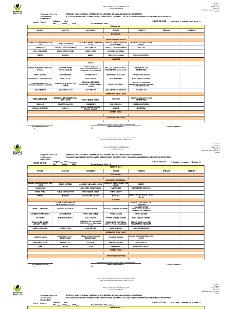 Ciclo de Menus v2 ULTIMO | PDF | Alimentos | Cocina