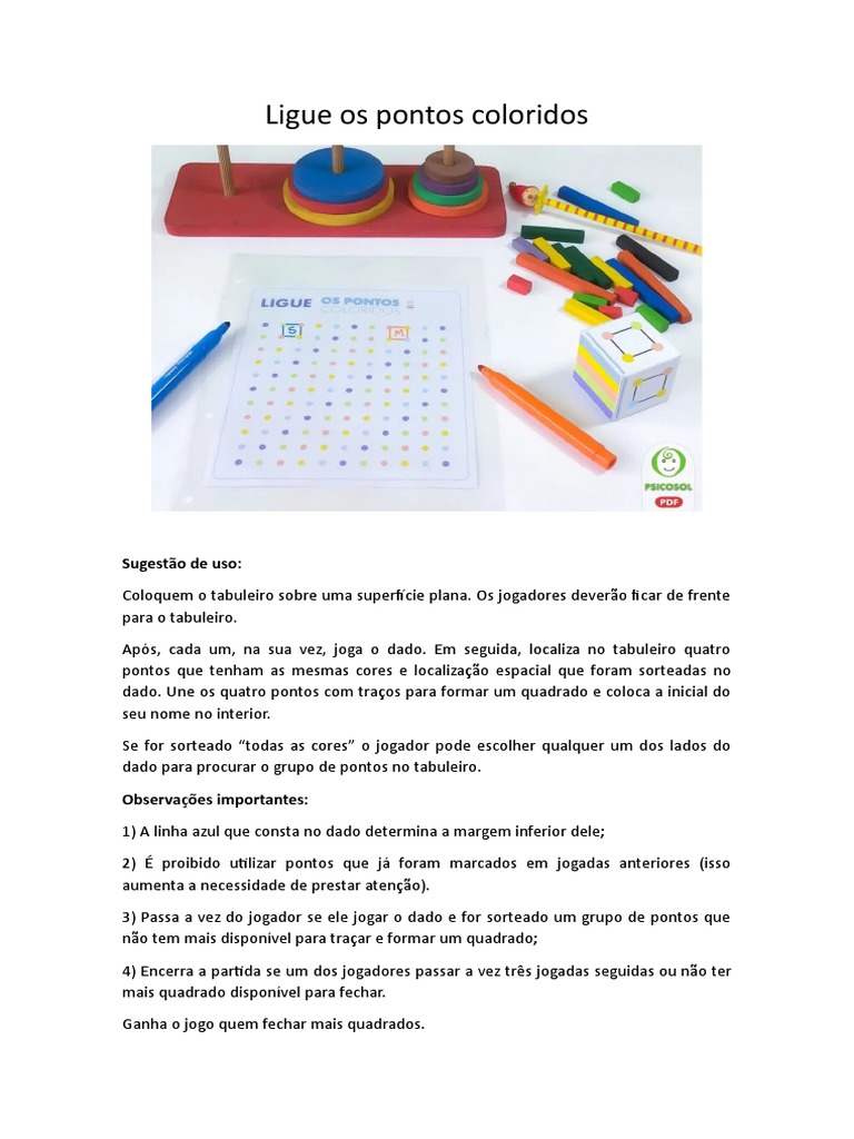 Jogo de Ligar Pontos Coloridos | PDF | Esportes e Recreação