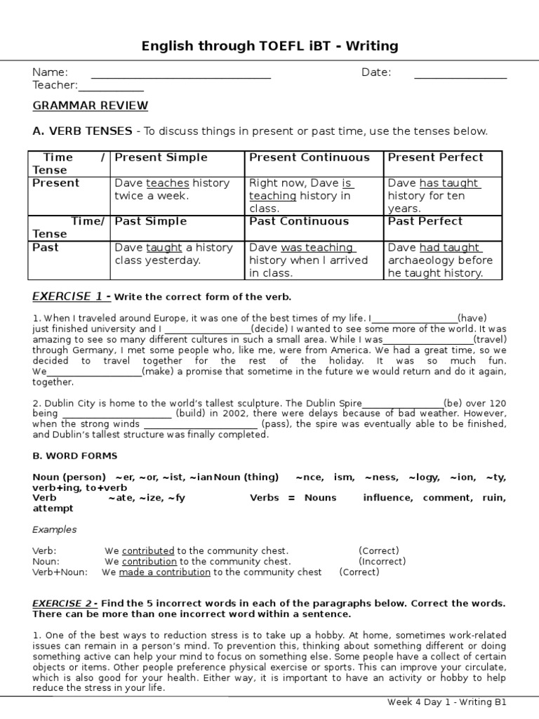 TOEFL Writing for Beginner - Week 4 Day 1 | Sentence ...
