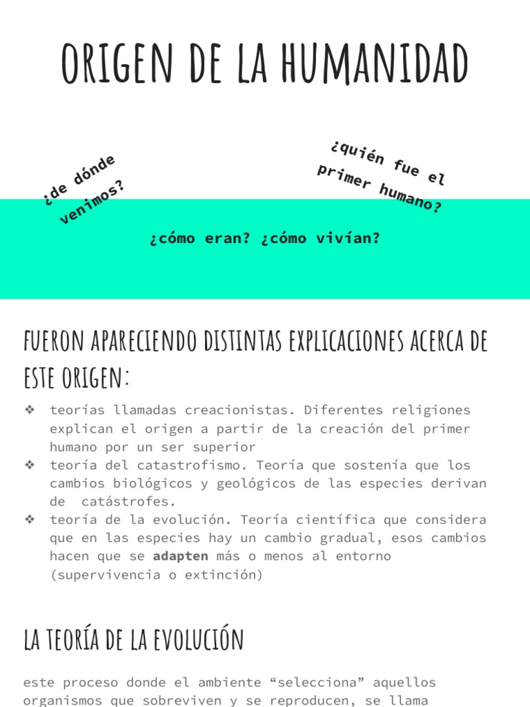 Origen de La Humanidad | PDF | Evolución | Homo Sapiens