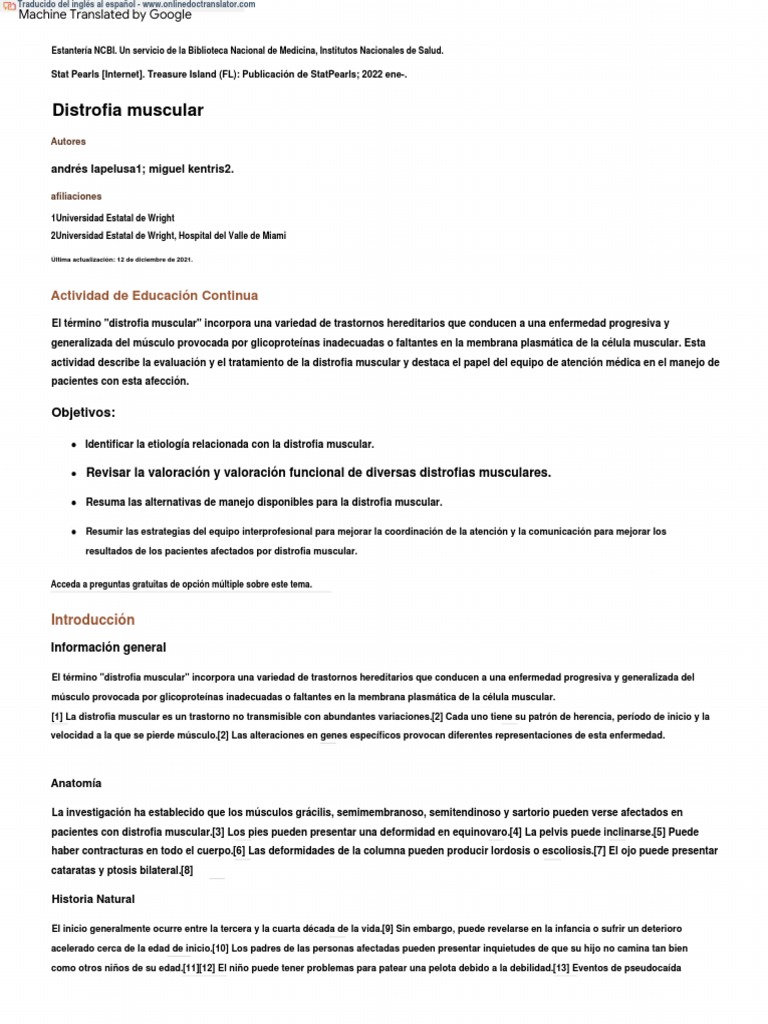 Muscular Dystrophy StatPearls PDF Electrocardiografia Mutación