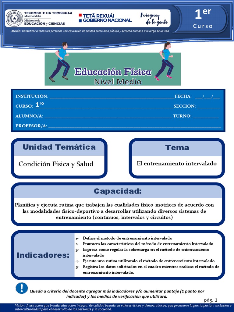 Educacioón Física 1er. Curso Plan Común Sistema de Entrenamiento en ...