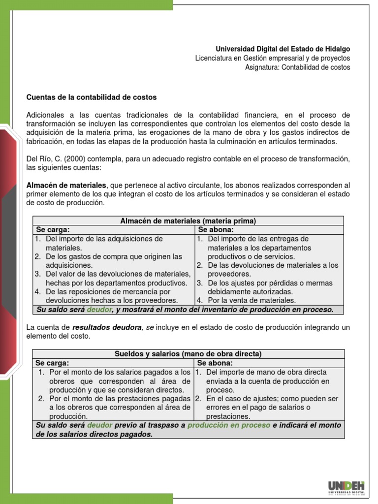 Cuentas en Contabilidad de Costos | PDF | Contabilidad | Contabilidad ...