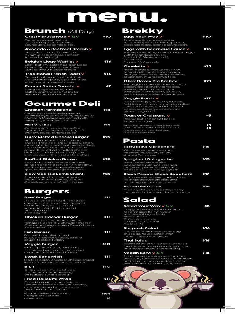 Okey Dokey Menu PDF Hamburgers Salad