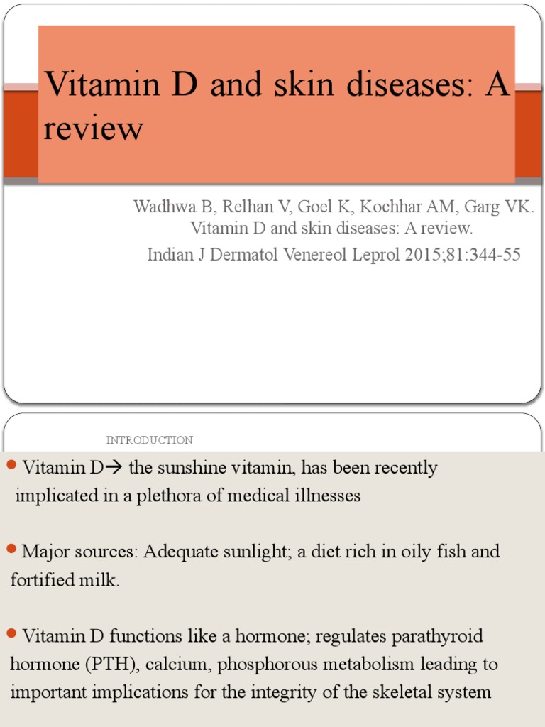 Vitamin D and Skin Diseases PDF Vitamin D Skin