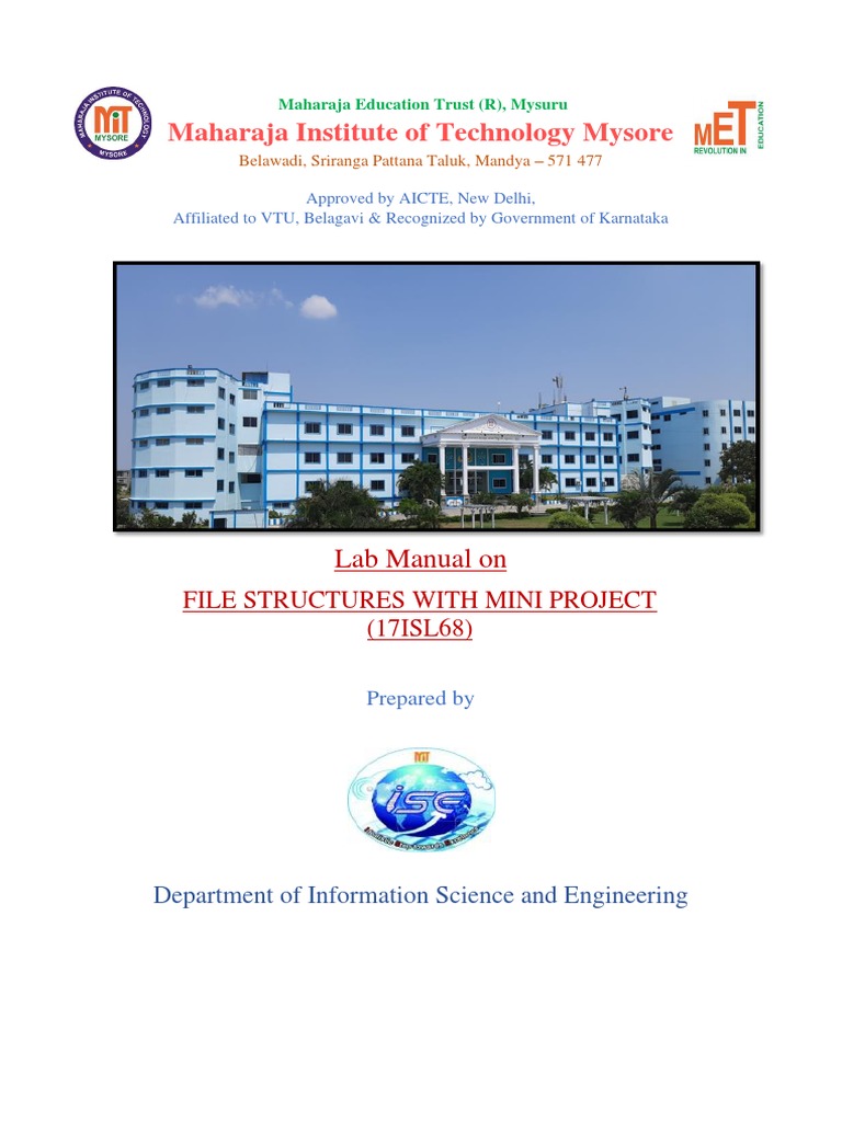 17isl68 File Structures Lab With Mini Project PDF