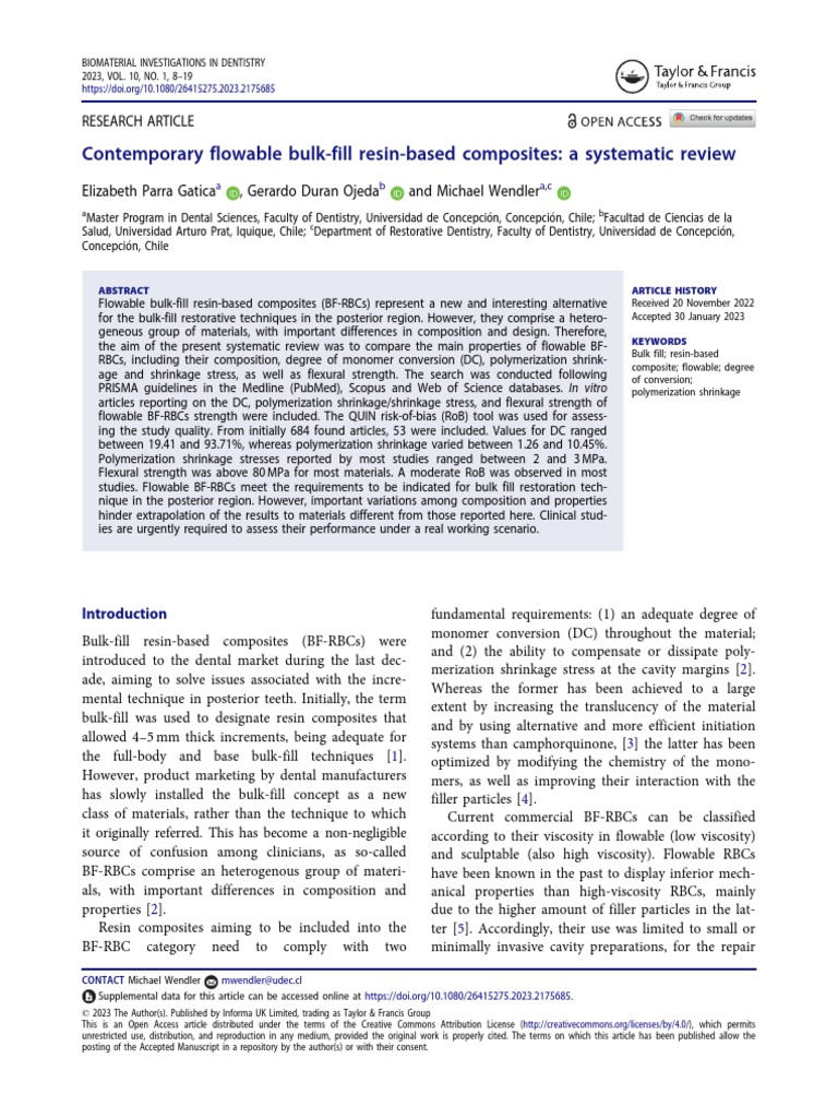 Contemporary Flowable Bulkfill Resinbased Composites a Systematic