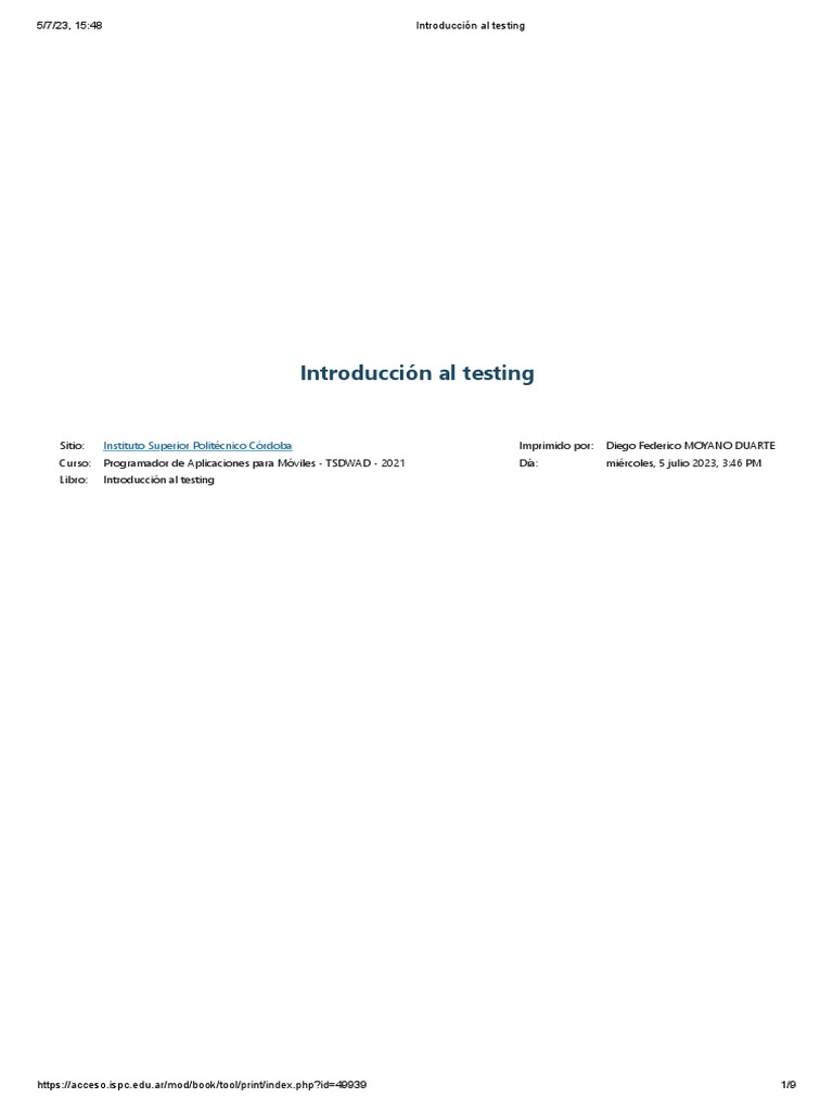 Introducción al Testing en Software | PDF | Ingeniería de software