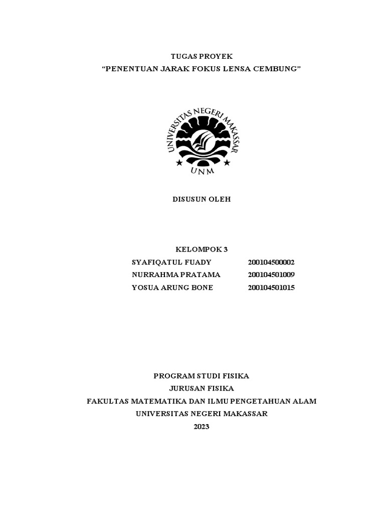 Penentuan Jarak Fokus Lensa Cembung | PDF