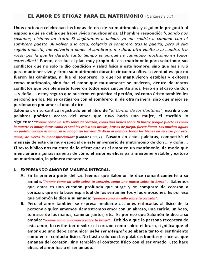 Eficacia del Amor en el Matrimonio | PDF | Amor | Matrimonio
