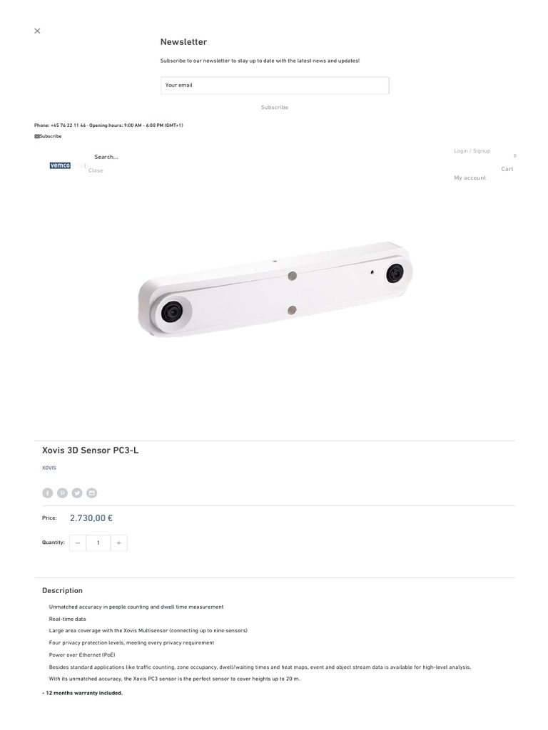 Xovis 3D Sensor PC3-L | PDF | Data | Analytics