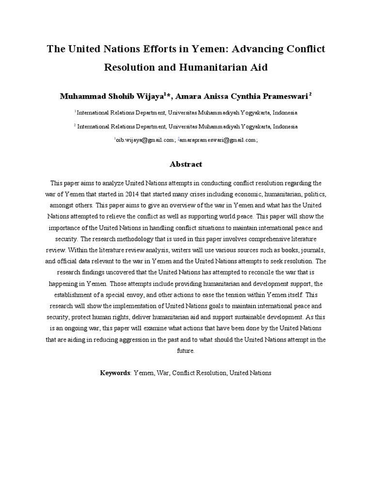 UN's Role in Yemen Conflict Resolution | PDF | Mediation | United Nations