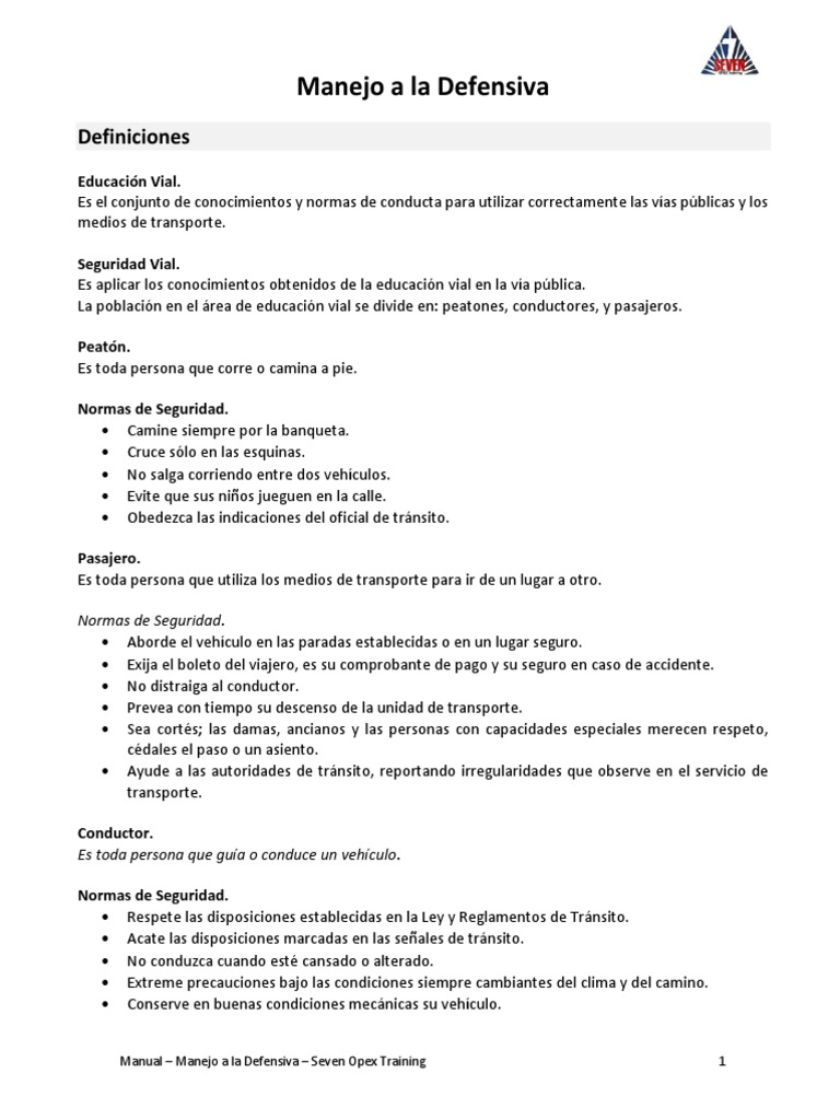 Manual de Manejo a la Defensiva | PDF | Accidente de tráfico | Cinturón ...