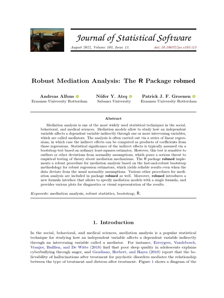 Robust Mediation Analysis The R Package Robmed PDF Bootstrapping