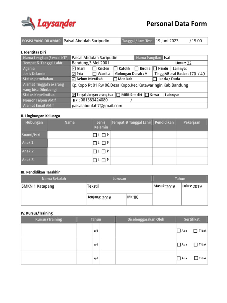 Form Recruitment | PDF