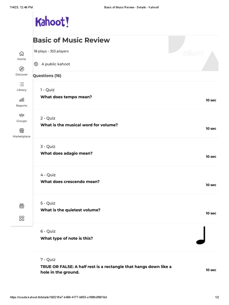 Basic of Music Review Details Kahoot! PDF Music Production