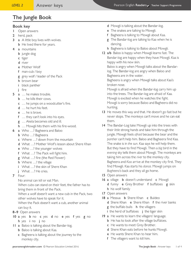 The Jungle Book Answer Key Guide | PDF | Bagheera | Kaa