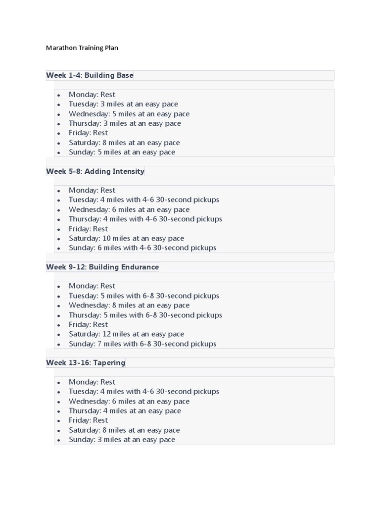 Marathon Training Plan | PDF
