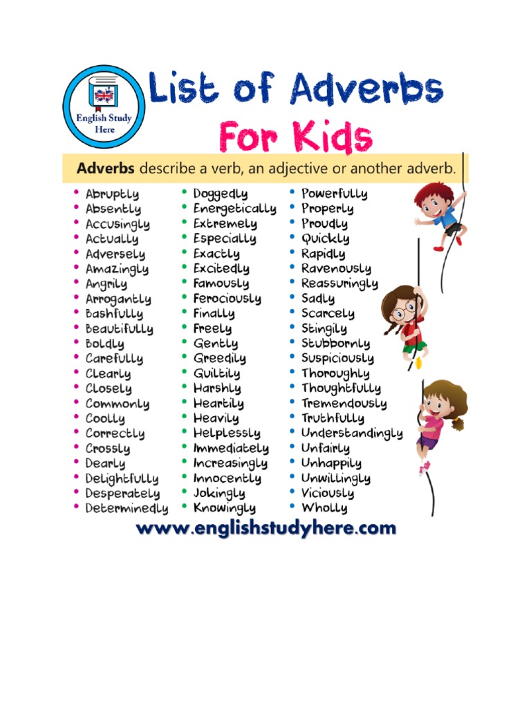 List of Adverbs For Kids | PDF