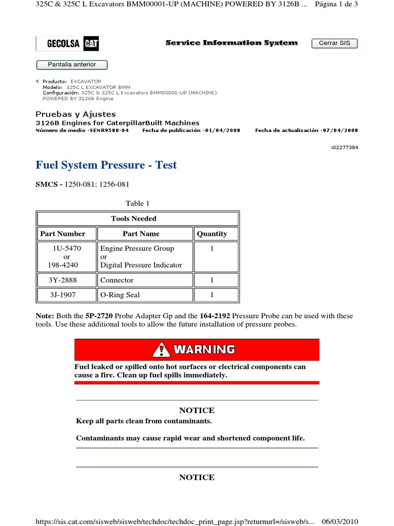 Fuel System Pressure Test PDF Pressure Mechanical Engineering