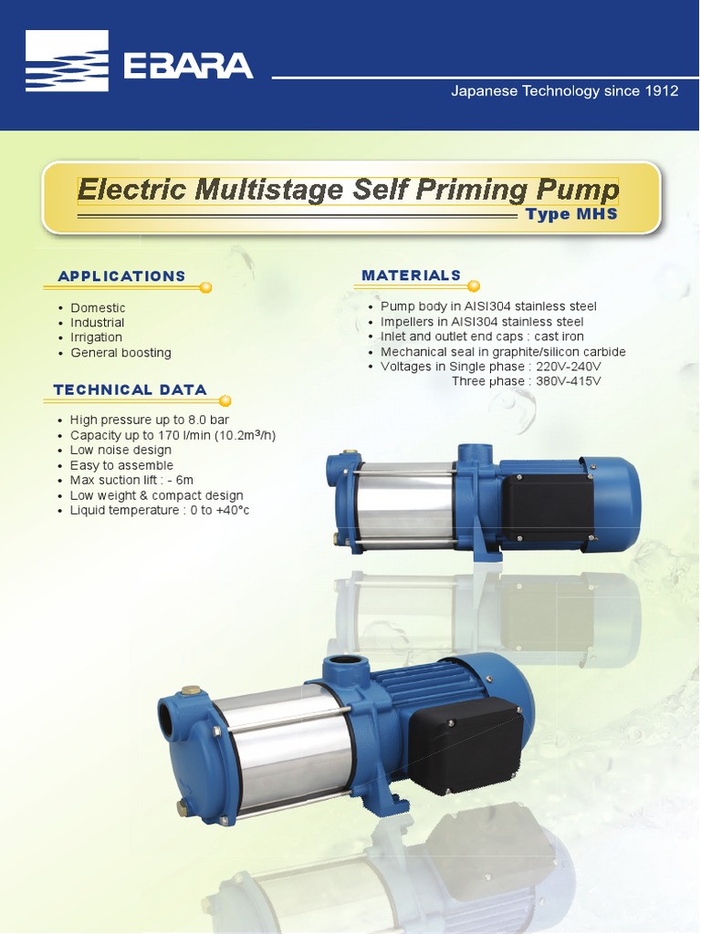 Ebara MHS Electric Multistage Pump | PDF | Pump | Electrical Engineering