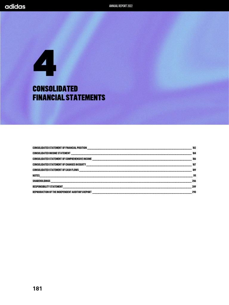 Adidas 2022 Annual Report Summary | PDF | Balance Sheet | Income Statement