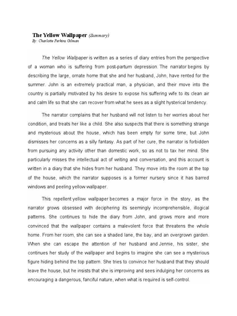 The Yellow Wallpaper | PDF | The Yellow Wallpaper