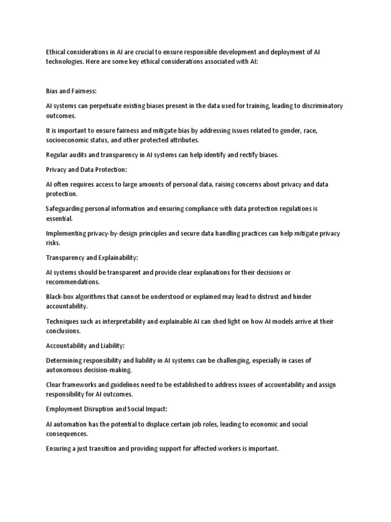 Key Ethical Considerations in AI | PDF | Artificial Intelligence ...
