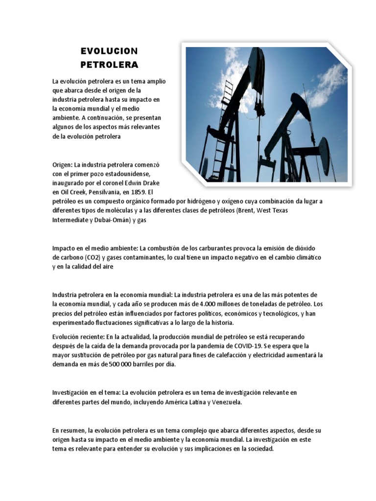Evolución de la Industria Petrolera | PDF | Petróleo | Crecimiento ...