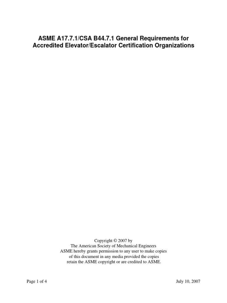 Asme a17 7 1 gen req for accredited elev cert org 2007 pdf