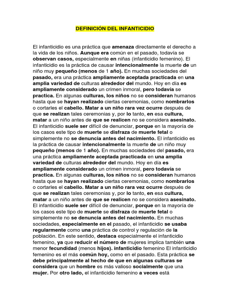 Infanticidio: Definición y Contexto Cultural | PDF | Justicia | Crimen ...