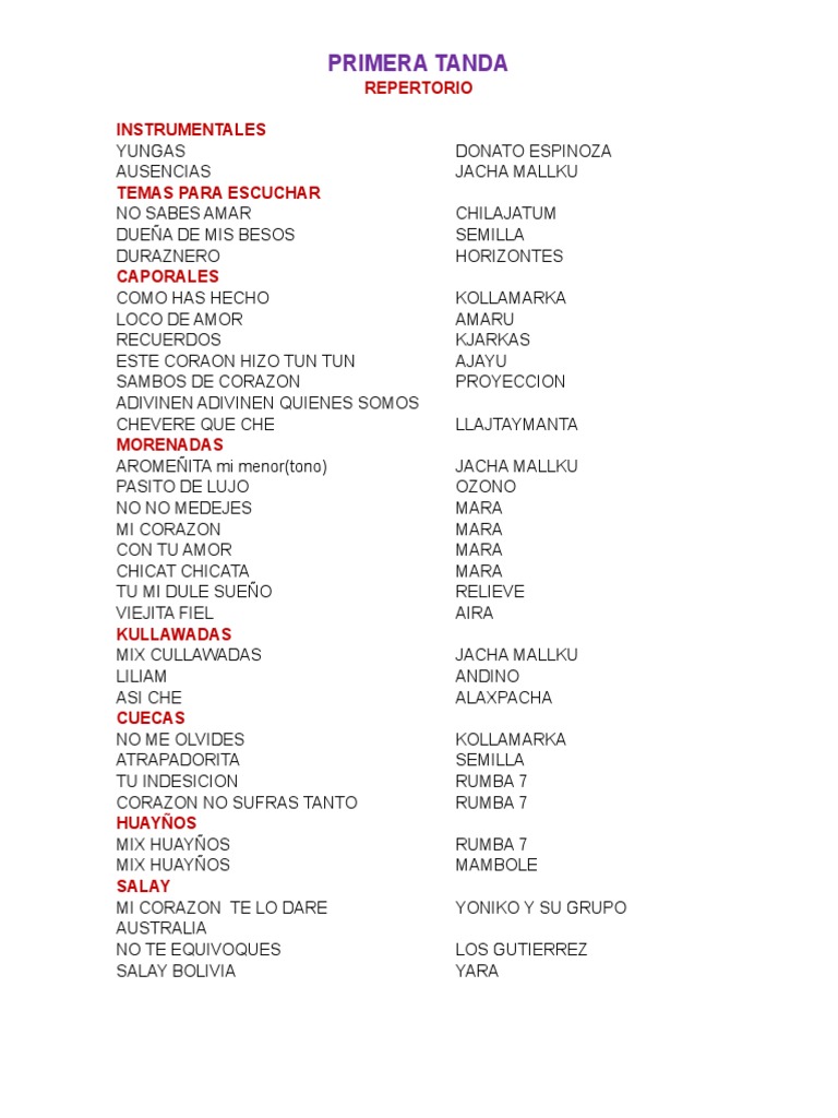 Repertorio 2023 Oficial | PDF