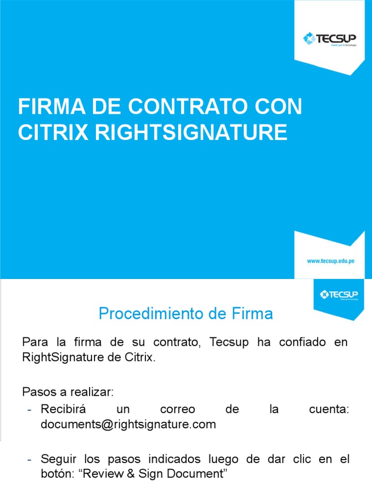 Procedimiento de Firma RightSignature | PDF
