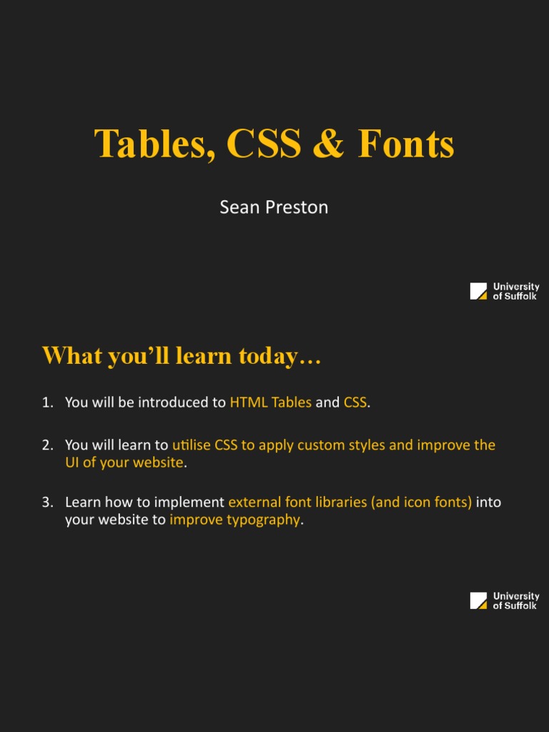 Week 2 - Tables, CSS & Fonts | PDF | Html Element | Html