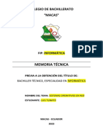 Esquema Memoria Técnica