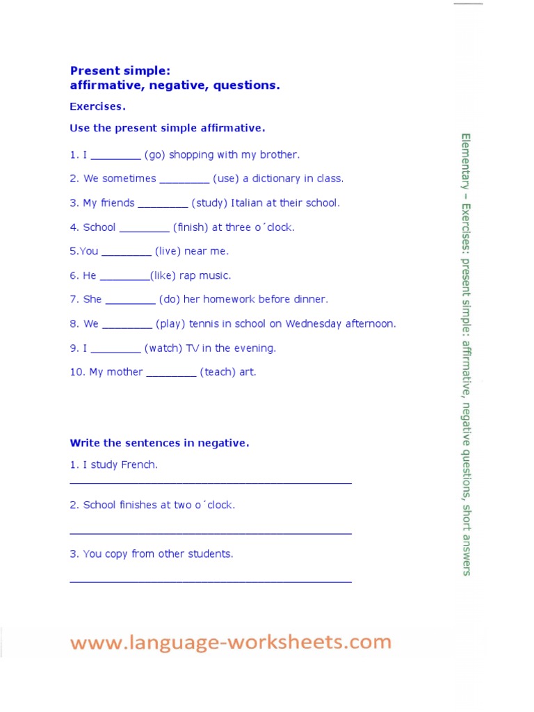 Present Simple Exercises | PDF