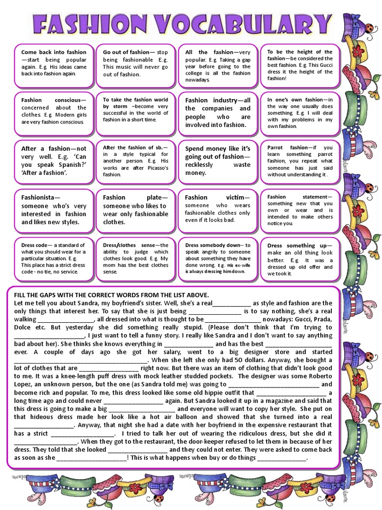 Fashion Vocab | PDF | Fashion | Clothing