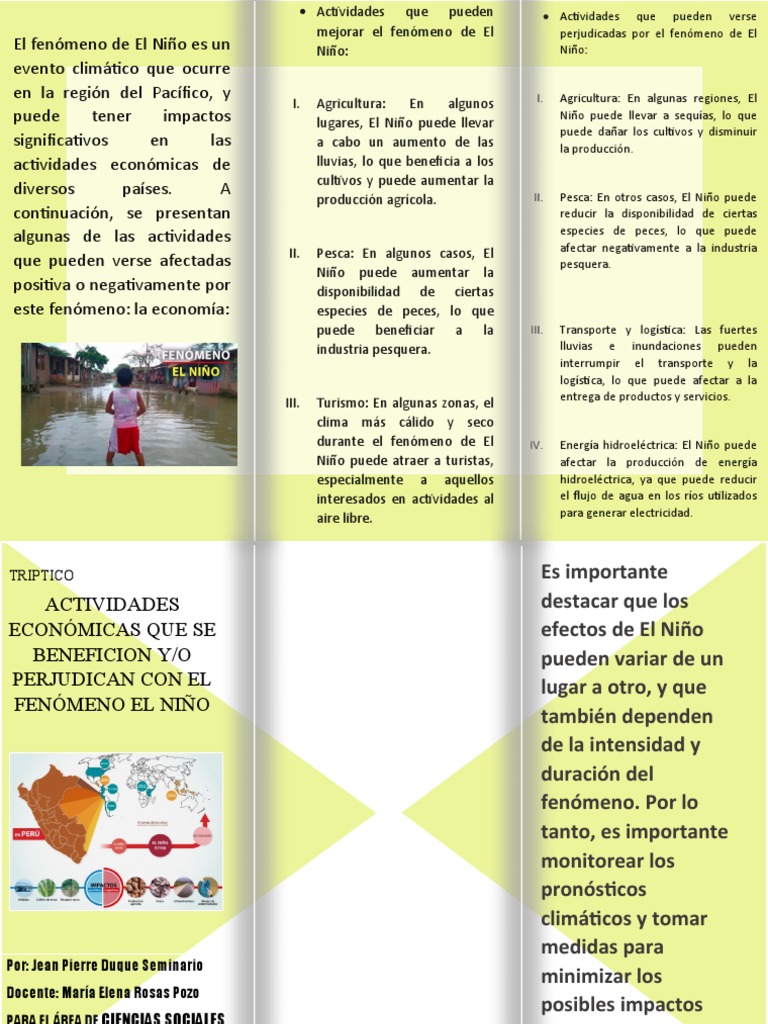 Triptico para Ciencias Sociales | PDF | El niño | Agricultura