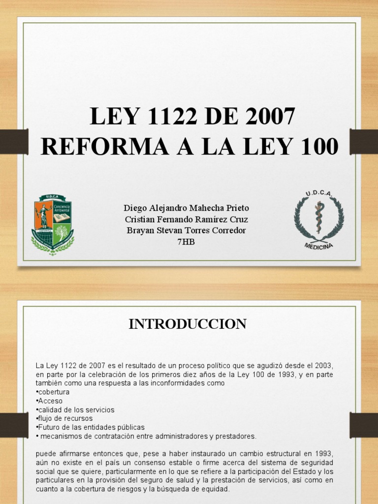 Ley 1122 de 2007: Reformas en Salud | PDF | Economias