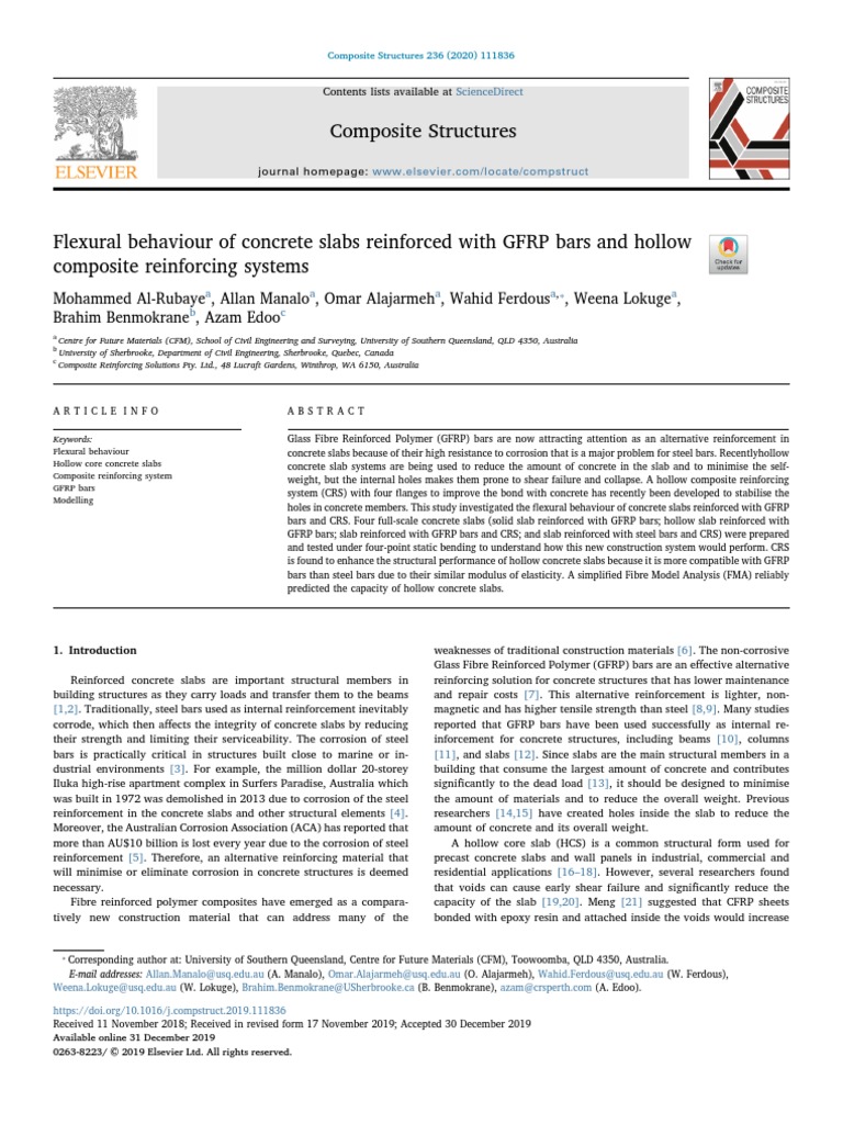 Flexural Behaviour of Concrete Slabs Reinforced With GFRP Bars and ...